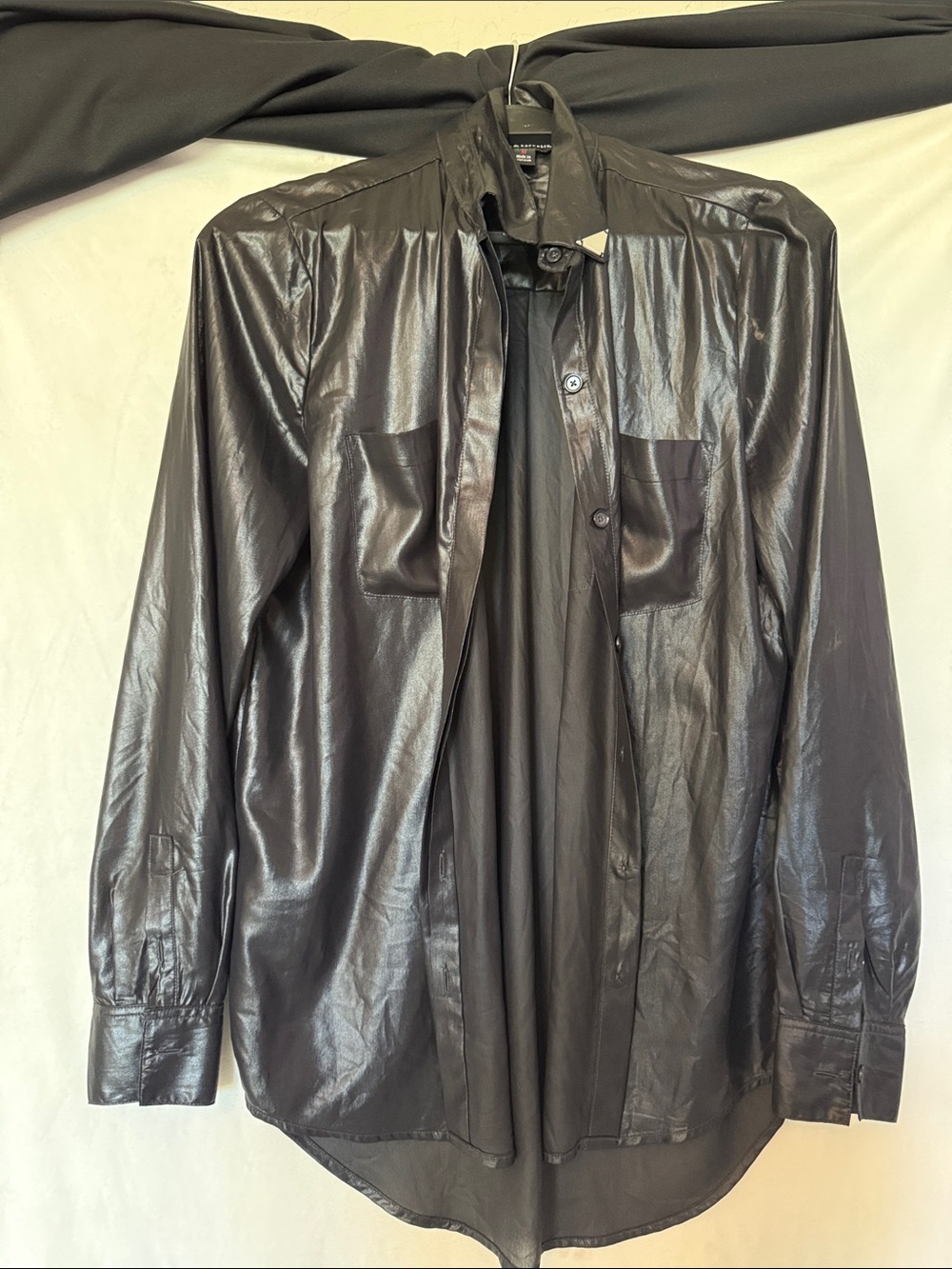 Rock & Republic Shiny Black Lightweight Button-Up Jacket